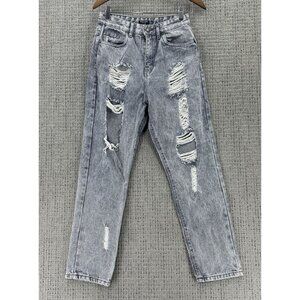 Nasty Gal Collection Jeans Womens Size 6 Gray Acid Distressed Denim Pants